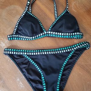 Green double crochet bikini